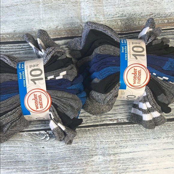(2) Wonder Nation Boys Cushioned Multicolor Crew Socks 10-pack each Sz L (3-9) - Picture 4 of 4